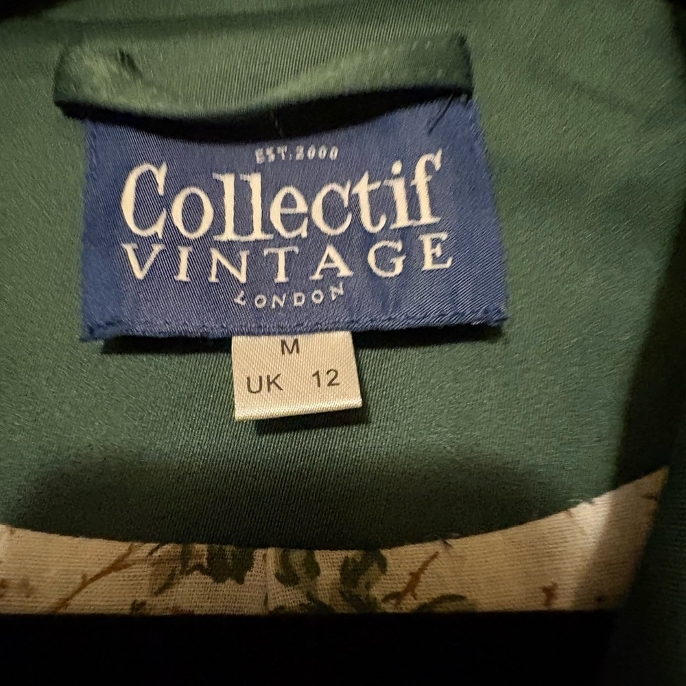 Collectif Forest Green Double-Breasted Long Sleeve Fit-and-Flare jacket - Picture 4 of 4